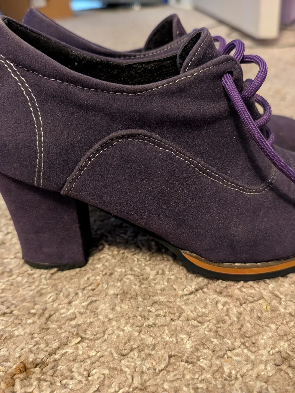 Purple Suede Lace-Up Oxfords with Contrasting Sole